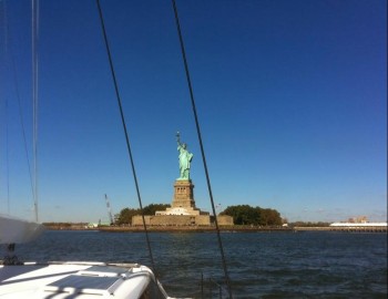 Foxtrot on waves of Atlantic ocean - control of catamaran technologies - Gunboat 66 SLIM